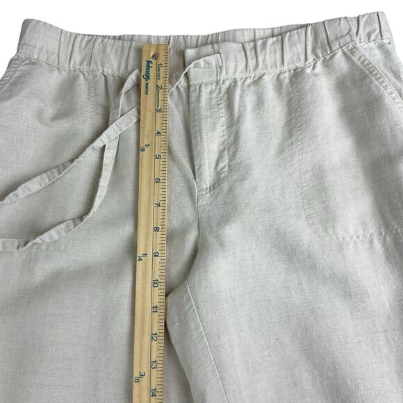 Liz Claiborne Pants Women Petite Sze PM Ivory Cream Wide Leg Cropped Linen Blend - Picture 11 of 11